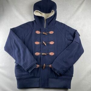 VTG Paul Frank Duffle Coat Blue Sherpa Lined Wool Hood Toggle Jacket Mens M Rare
